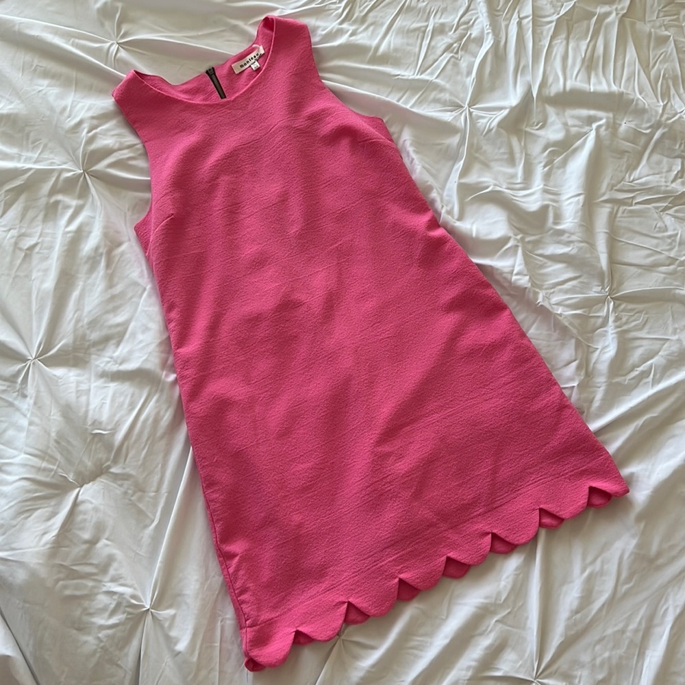 Pink Monteau Scalloped-hem dress